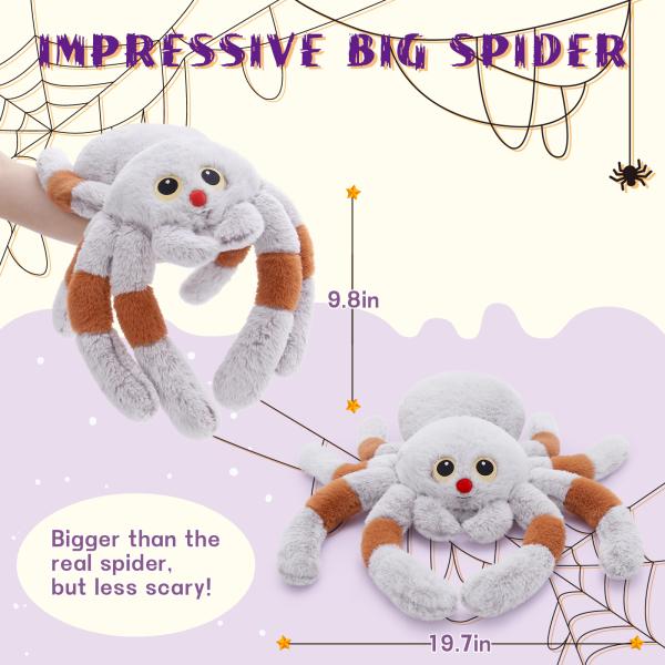 2024 Halloween 20 Giant Spider Plush Toy Cute Tarantula Stuffed Animal Cushion Pillow Kids' Prank Props Party Decorations