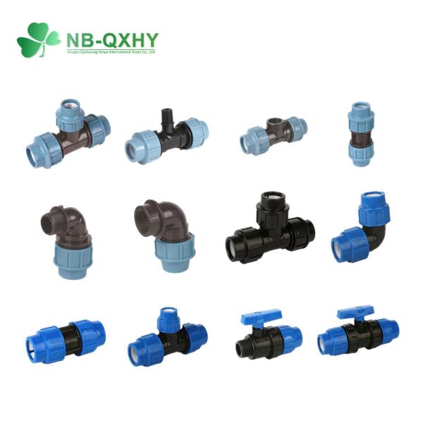 Pn16 Blue PP Coupling Compression Fittings for Irrigation Round Head Code Equal Design