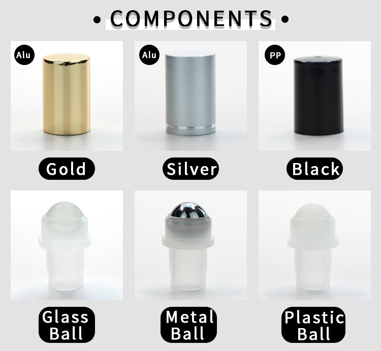 10ml Glass Roller Bottle Amber/ Clear Glass Roll On Bottle Designed with Leak Proof Steel Roller Ball for Essential Oil and Fragrance