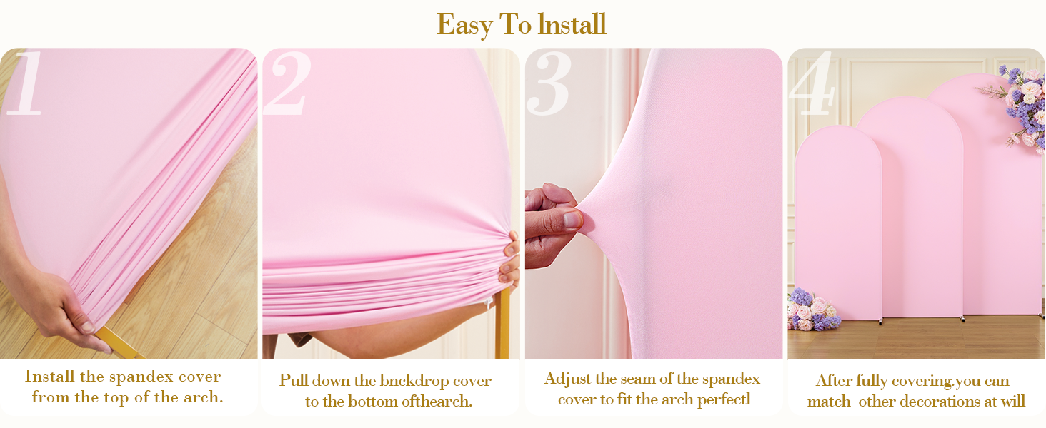 Pale Pink Arch Covers 3 Piece,Spandex Arch Backdrop Cover for Wedding、 Baby Shower 、Birthday Party