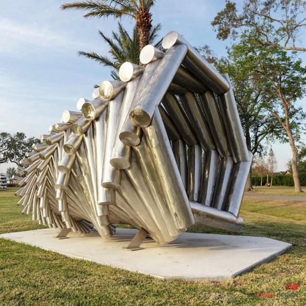Custom Printing Metal Sculpture Blue Stainless Steel Outdoor Winding Water Pipe Structure