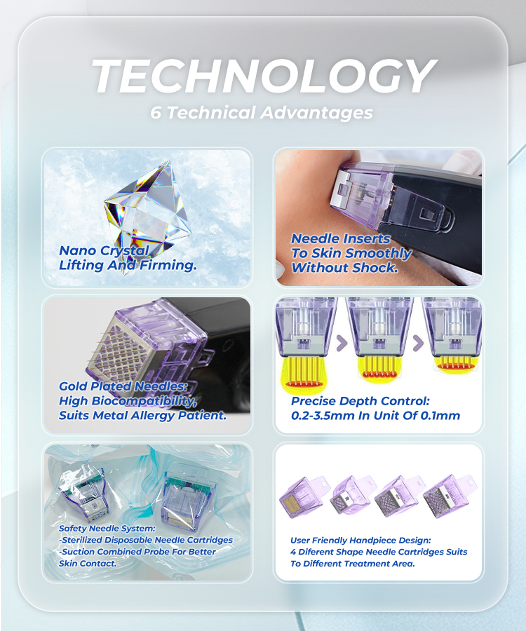 Crystallite Depth 8 Fractional RF Microneedle Machine Multi Tips Wrinkle Scar Stretch Mark Removal Skin Tightening Salon Equipment