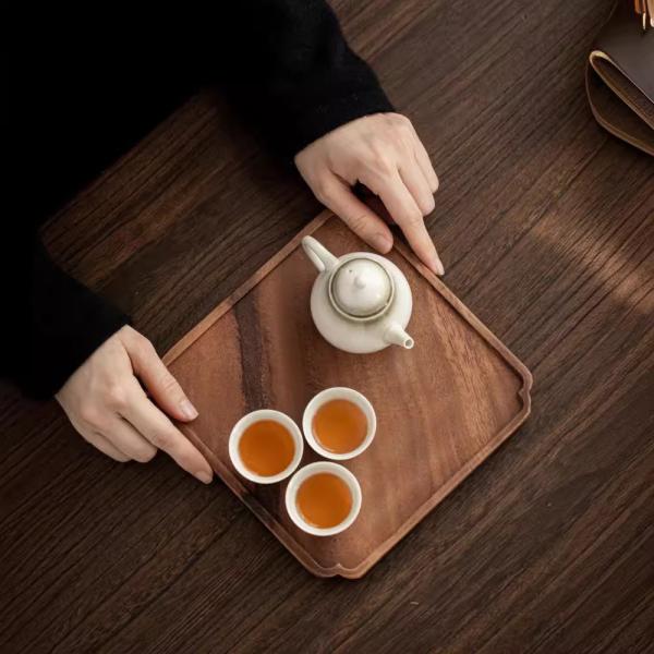 Solid Walnut Wood Jewelry Tray Square Grid Display for Window Counter Decoration