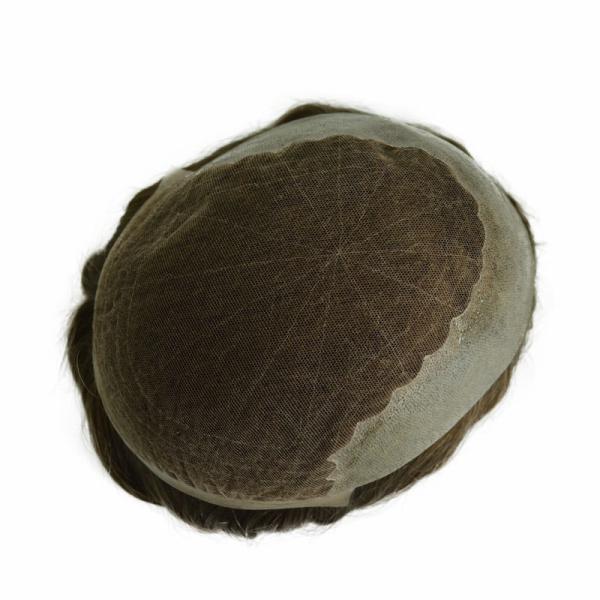 Natural Lace PU Men Toupee for 100% Human Hair Man Weave Wigs Hairpieces Unit Patch System