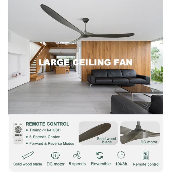Controle remoto 88 polegadas Large Room Blades de madeira Ventilador de teto para casa Hotel e escritório