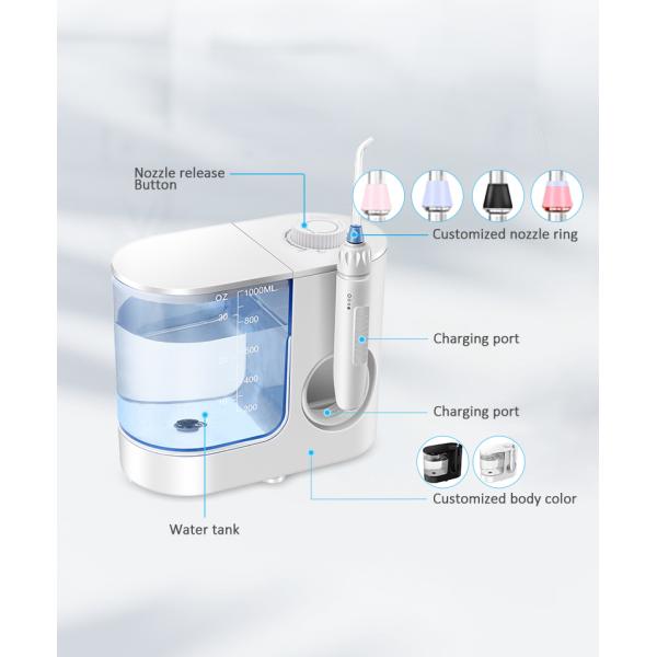 Countertop Oral Water Flosser Wireless With 6 Replacement Jet