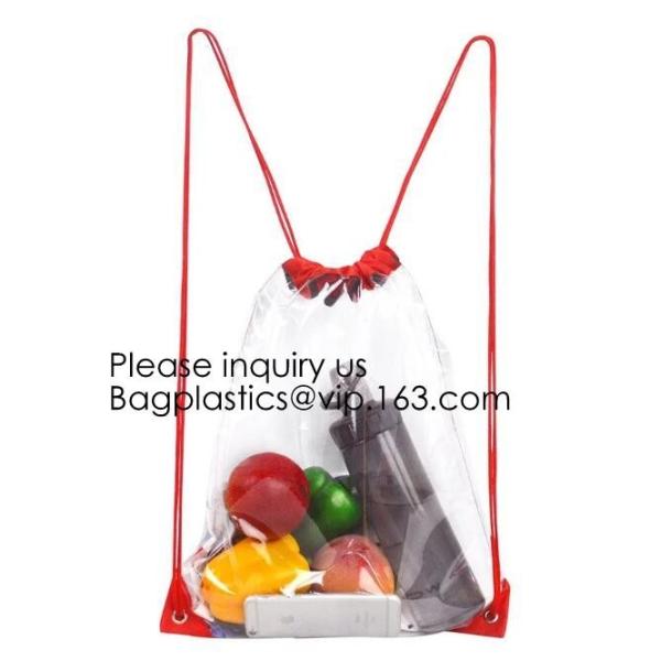 Clear Cinch Bags Traveling Sport Bags,Backpack with Front Zipper Mesh Pocket,Mesh Pocket and Bottle Mesh Poket,holder