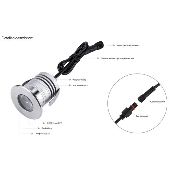 3W DC12-24V IP67 Садовый полный свет водонепроницаемый 280lm Подводная 45 угол луча Внешний