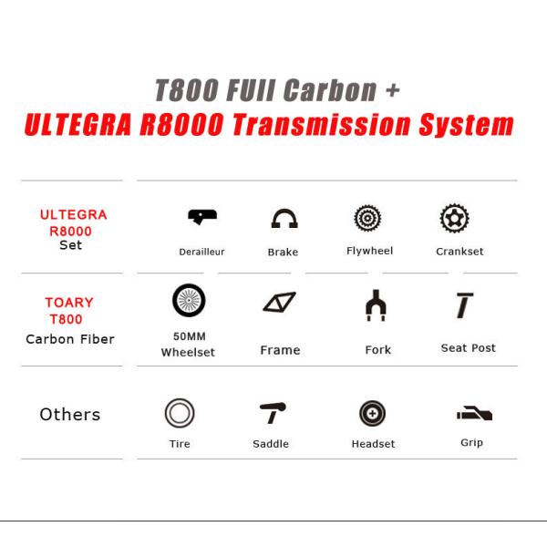 50mm Wheels Phantom 3.0 Bike T800 Carbon Frame ULTEGRA 22S
