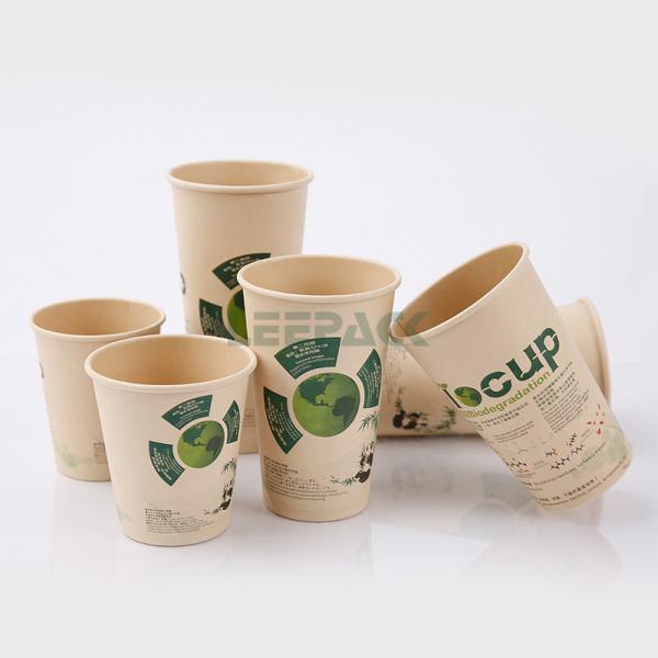 disposable Eco friendly stocked biodegradable paper cup  12oz PLA Printed Design Compostable Bamboo Paper Cup with logo