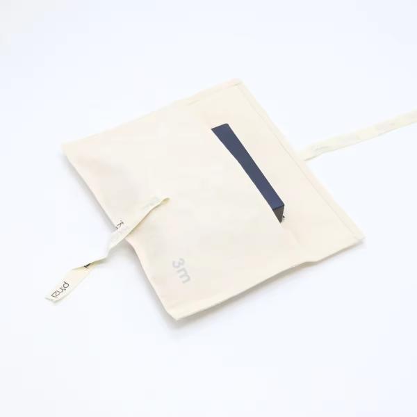 Recyclable Luxury Makeup Cosmetic Cotton Envelope Pouch With Tie Custom Logo Print Bag