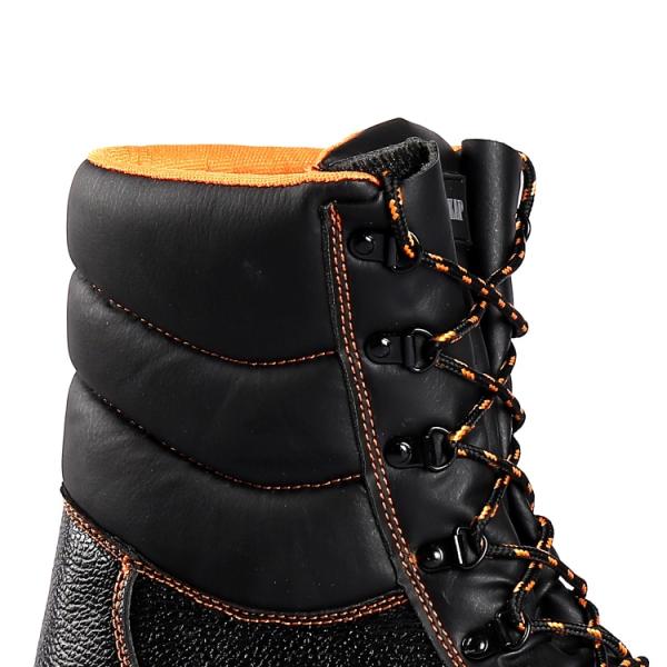 Black Leather Cut Steel Toe Protection Anti Slip Function Action Safety Shoes Shock Proof