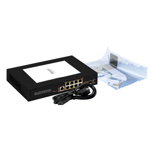 8 ports Gigabit Gestion du commutateur PoE SFP Fibre optique 120W Budget AC Entrée puce Realtek