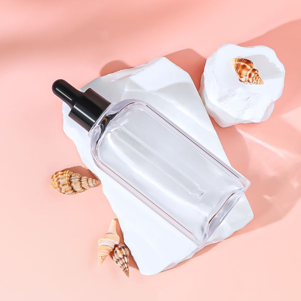 Low MOQ FDA Approved PETG Flat Dropper Bottle - Customizable Plastic Cosmetic Bottle for Skincare