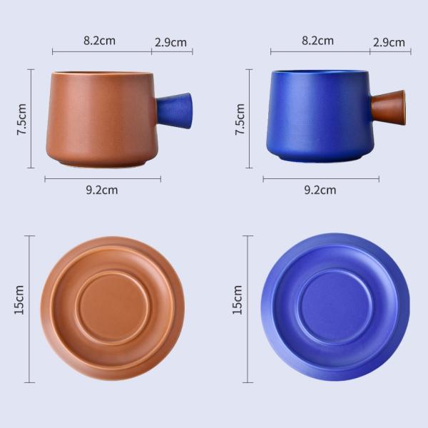 320 мл объемная фарфоровая чайная кружка керамическая чашка для кофе и тарелка набор Klein синие чашки