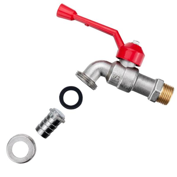 Forged Red Long Handle Surface Forged Brass Chrome Plated Ball Garden Water Tap Bib Cock