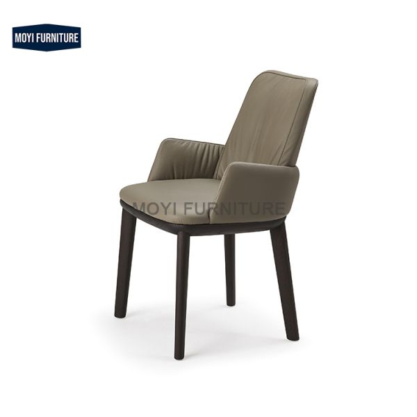 Modern Hotel Wooden Restaurant Chairs Luxury Solid Wood Upholstered Leather Dining Chair for Banquet Dining Room Furniture
