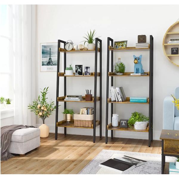 Modern Furniture Ladder Metal And Wood Book Shelves Display 5 Tiers