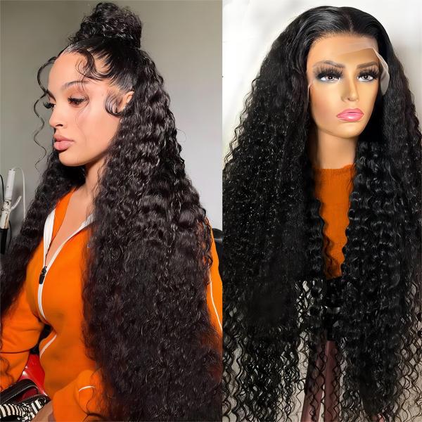 30 Inch Water Deep Wave Body Wave 4x4 Hd Transparent Lace Frontal Raw Human Hair Wig For Black Women