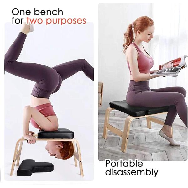 150kg Wood PU Yoga Stool Bench Headstand Promote Blood Circulation
