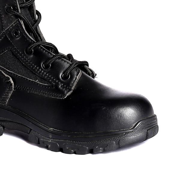 Tejido de pie de acero negro de corte alto de suela PU de encaje hasta el cierre de seguridad