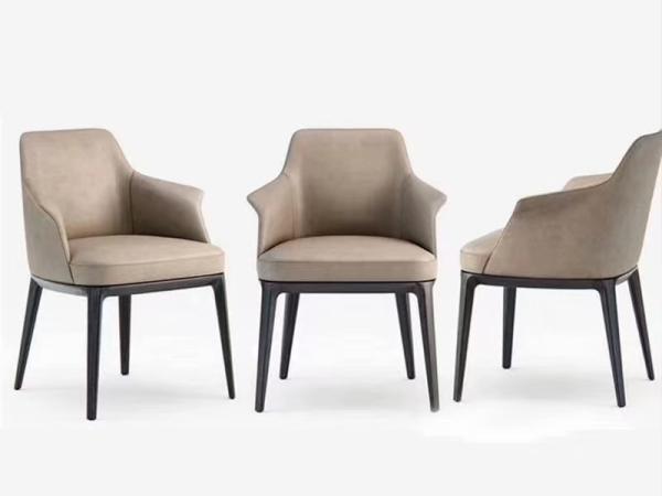 FlexiEdge Armrest Side PU Leather Italian Style Dining Chairs