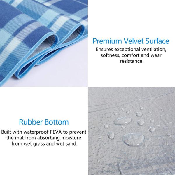 Anti Sand Washable Soft Velvet Packable Picnic Blanket PEVA Bottom