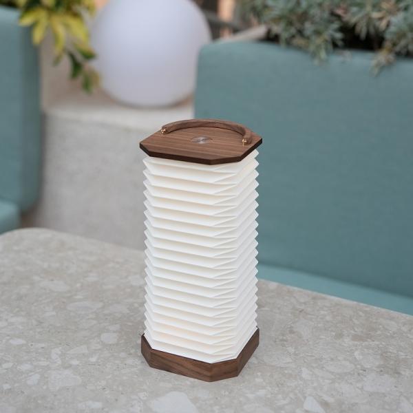 ODM Gingko Smart Accordion Floor Lamp Wooden LED Reading Light For Bedroom