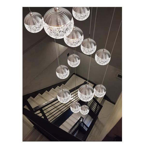 Éclairage suspendu en acrylique doré Dimmable Éclairage suspendu cristallin