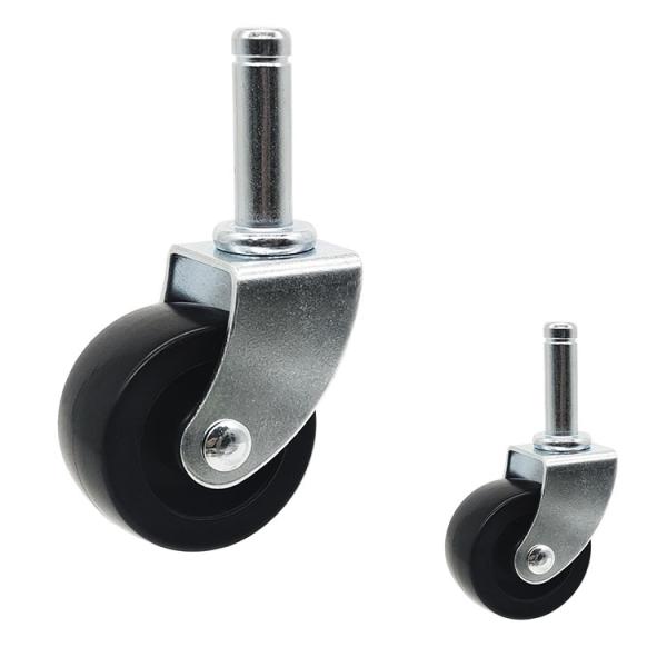 Black Wheel Plug In Stem Plastic Shopping Food Cart Casters 2 Inch