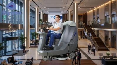 Powerful Ride-On Scrubber For Office Lobbies | Streak-Free Floors