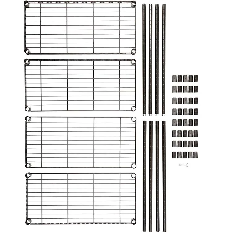 Регулируемая тяжелая кладовая полка Черный стальной организатор проволочная стойка 4 полка