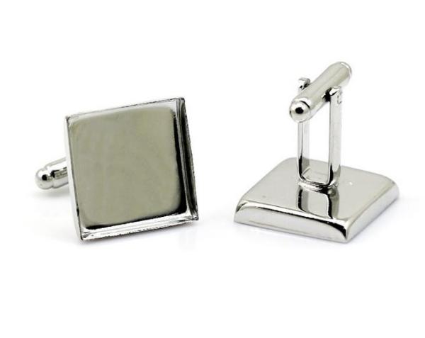 Rectangle shape brass cufflink with nickle color