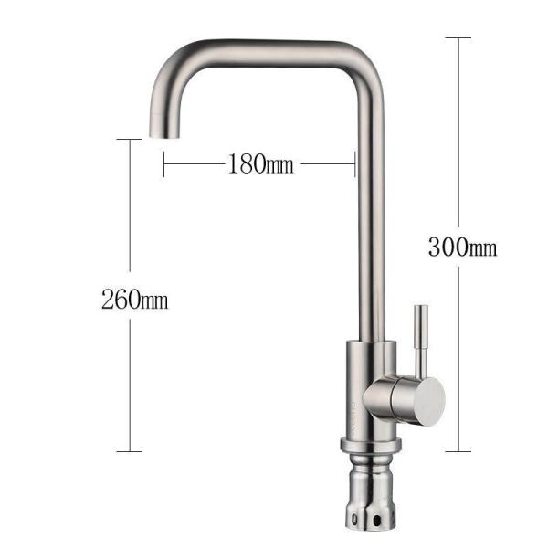 Stainless Steel Body Deck Mounted Tap Cold And Hot Mixer Spring Silver Kitchen Faucet