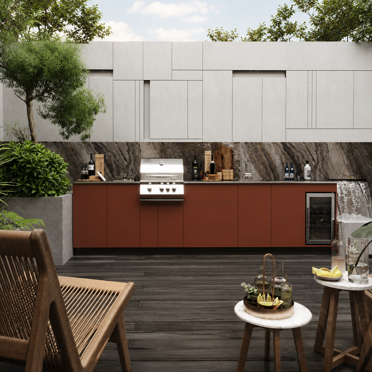 304 Stainless Steel Modular Outdoor BBQ Kitchen for Clubhouse Use
