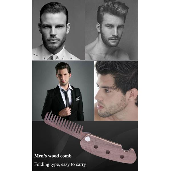 Anti Static Sandalwood Foldable Beard Comb Folding Mustache Comb