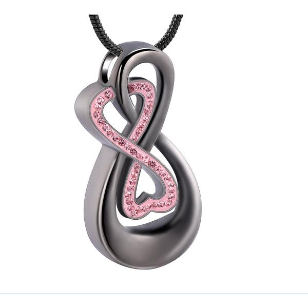 Stainless Steel Infinite Love Cremation Urn Necklace Personalized Memorial Keepsake
