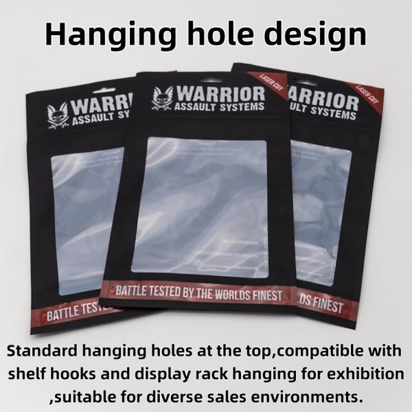 Sacs Mylar résistants à l'eau Sacs debout pour l'emballage de vêtements avec fenêtres transparentes en gros.