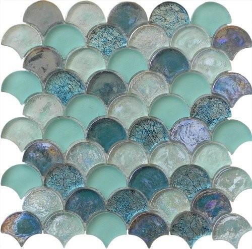 Light green wall background water waving glass mosaic