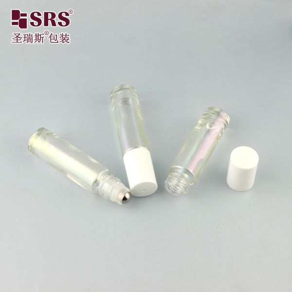 BLPM-10ML SRS Electroplated Iridescent Glass Roll-On Bottles for Perfume Customizable Luxury Cosmetic Packaging with Stainless Steel Roller Ball