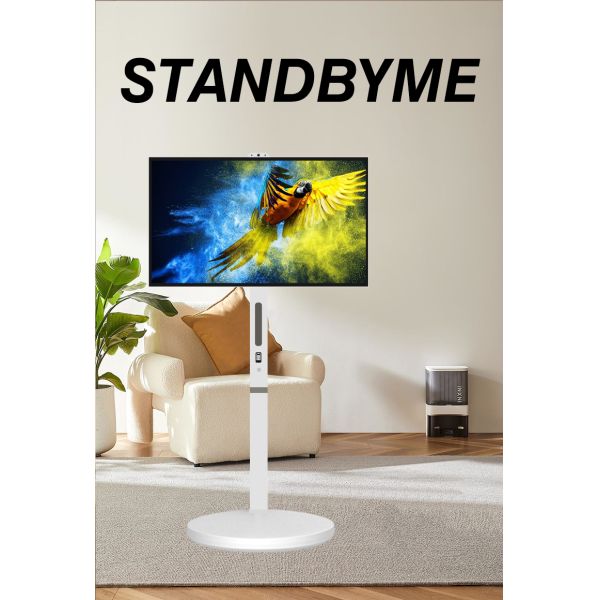 32 Inch 4K Resolution Android 15 Portable TV Smart Display with Wireless Floor Standing Digital Signage