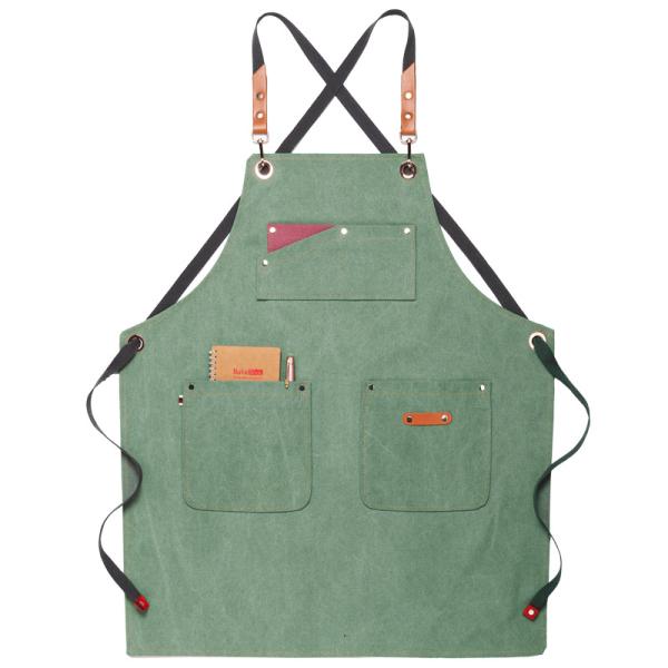 Kitchen Cotton Canvas Aprons With Pocket for Custom Logo Printed Home Restaurant Bar