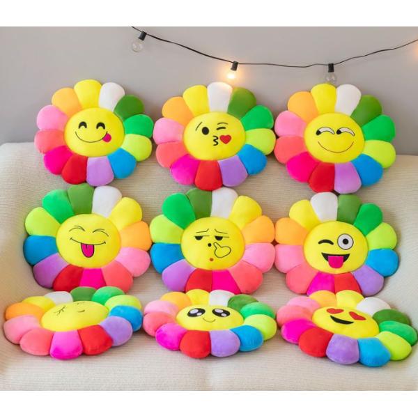 PP Cotton Filled Plush Emoji Cushion Pillows Smiley Face 30cm Round Shape