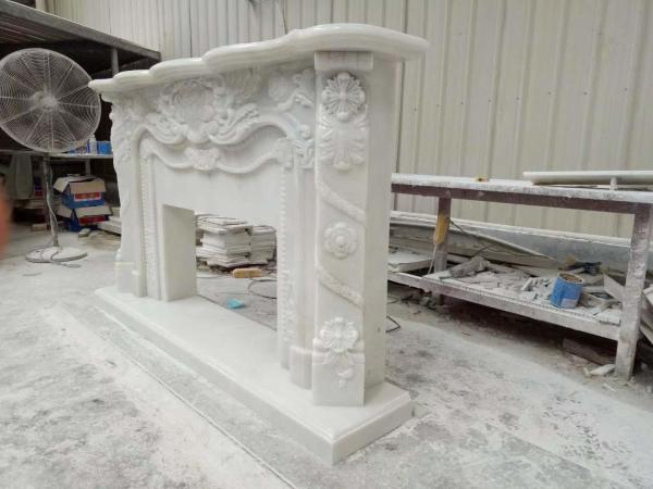 Modern Design White Marble Fireplace Surround for Wall Mounted Installation