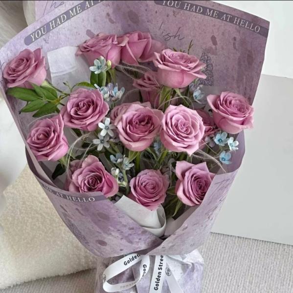 Antistatic Florist Wrapping Paper with Waterproof and Embossed Art Rose Blossom Design