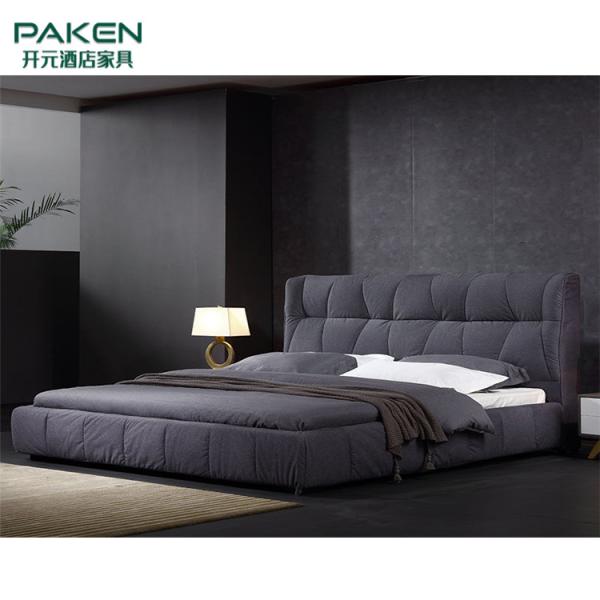 Customize Modern Villa Furniture Bedroom Furniture&Concise Style Bed With Dark Grey Color
