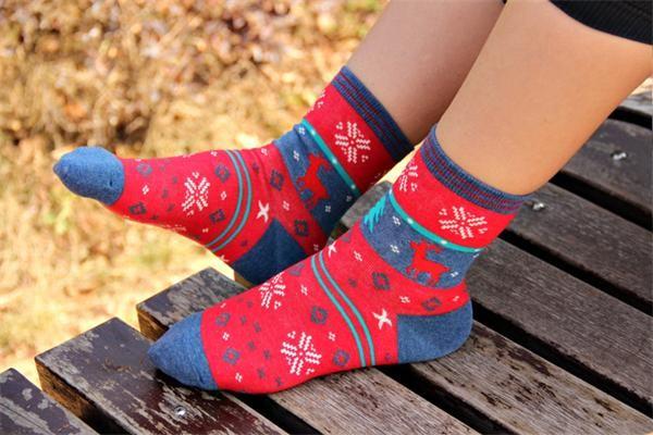 High quality christmas deer patterned design winter cotton hosiery for women