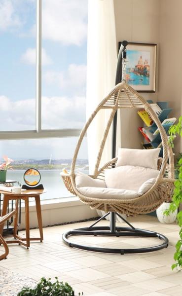 Wholesale Popular Wicker Patio Outdoor Metal Rattan Basket Egg Hanging Chair
