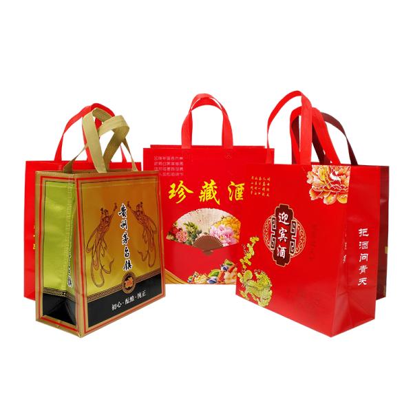 Waterproof Custom Printed Logo Gift Wrapping Tote Bags Die Cut Handle Holder Single Wine Bottle Bag