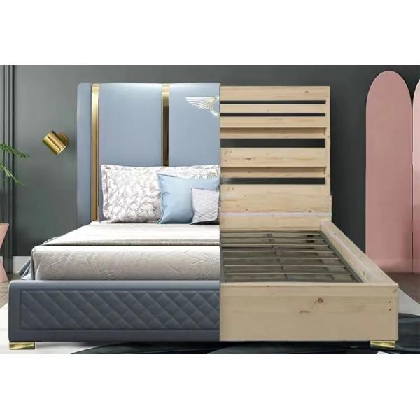 Quadro feito sob encomenda da cama da madeira maciça do couro da mobília do quarto do hotel para a casa da casa de campo do hotel